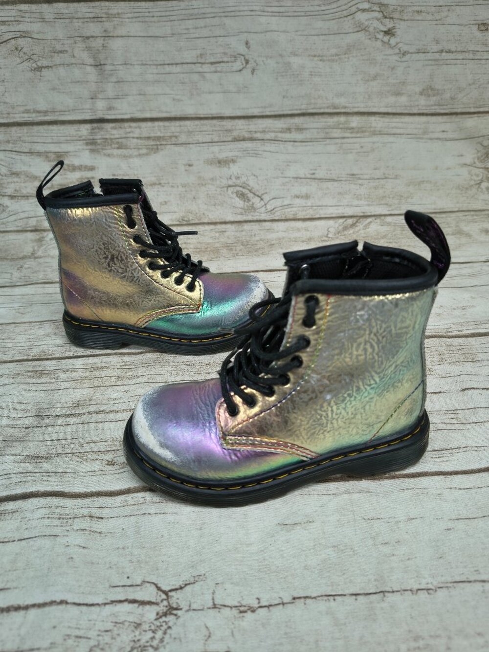 Dr Martens Iridescent Youth Zip Closure Boots Size 9